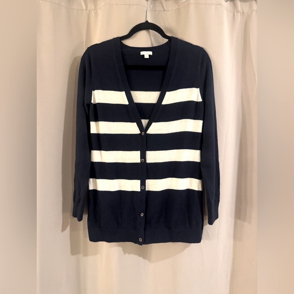 Gap Navy Blue and White Striped Women's Sweater